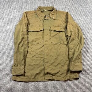 Vintage US Military OG-107 Utility Shirt Mens Small Regular Olive Green Sateen